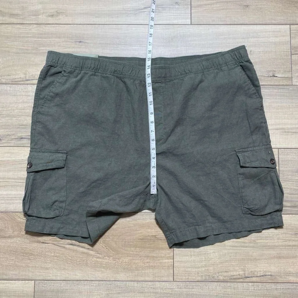 Goodfellow Mens Linen Blend Everyday 7” Cargo Shorts XXL Olive Green‎